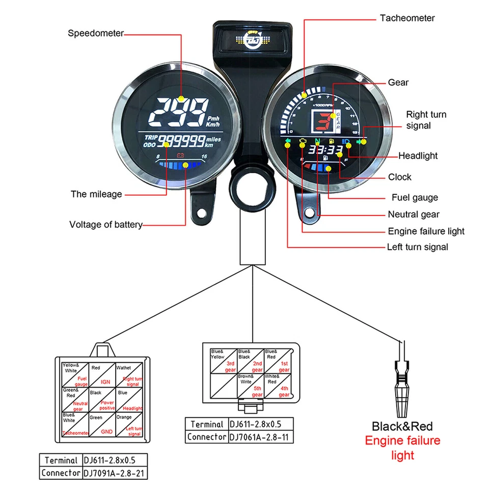 Motorcycle Speed Tachometer For Suzuki GN 125 Digital Meter Assembly Speedometer Foto 4 de 4