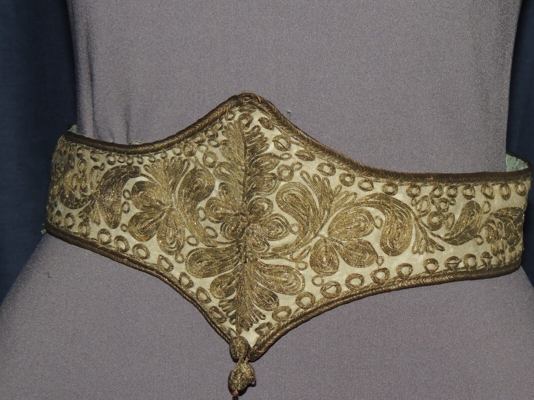1993 Designs By Sudha Gold Embroidery with Semi-Precious Stones on Velvet Belt designs by Sudha | Accessories | 993 Designs By Sudha Gold  main image 3