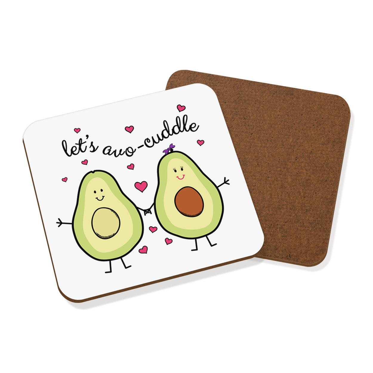 Let's Avocuddle Avocado Coaster Drinks Mat - Funny Valentines Day Girlfriend