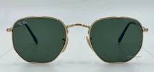 Ray Ban Hexagonal Gold Sunglasses 3548N 001 G15 flat lenses 51 mm New