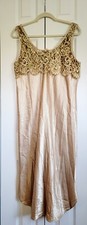 Cinema Etoile L Vintage Women's Nightgown Slip Lingerie Elegant Gold Lace Large
