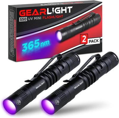 Black Light UV Flashlight S50 [2 Pack] - 365 Nm Mini Blacklight Ultraviolet P...