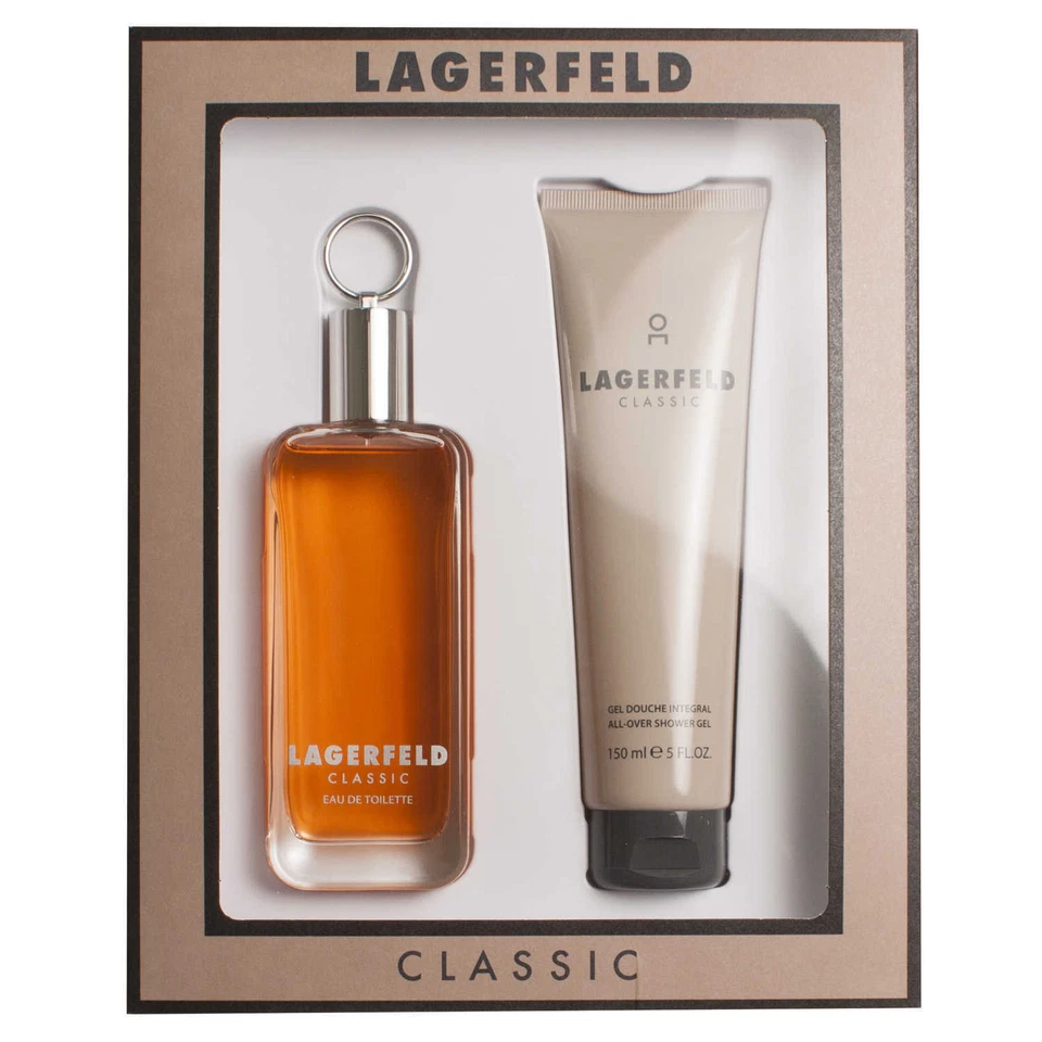 Karl Lagerfeld CLÁSICO 2 PIEZAS 3,3 oz EDT SET DE REGALO para él Colonia 5 oz gel de ducha Foto 2 de 3