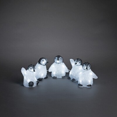 LED Acryl 5er Babypinguine 11x10cm kaltweiß außen Konstsmide 6266-203 xmas