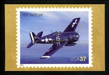 Postcard Stamp Design American Aviation F6F Hellcat