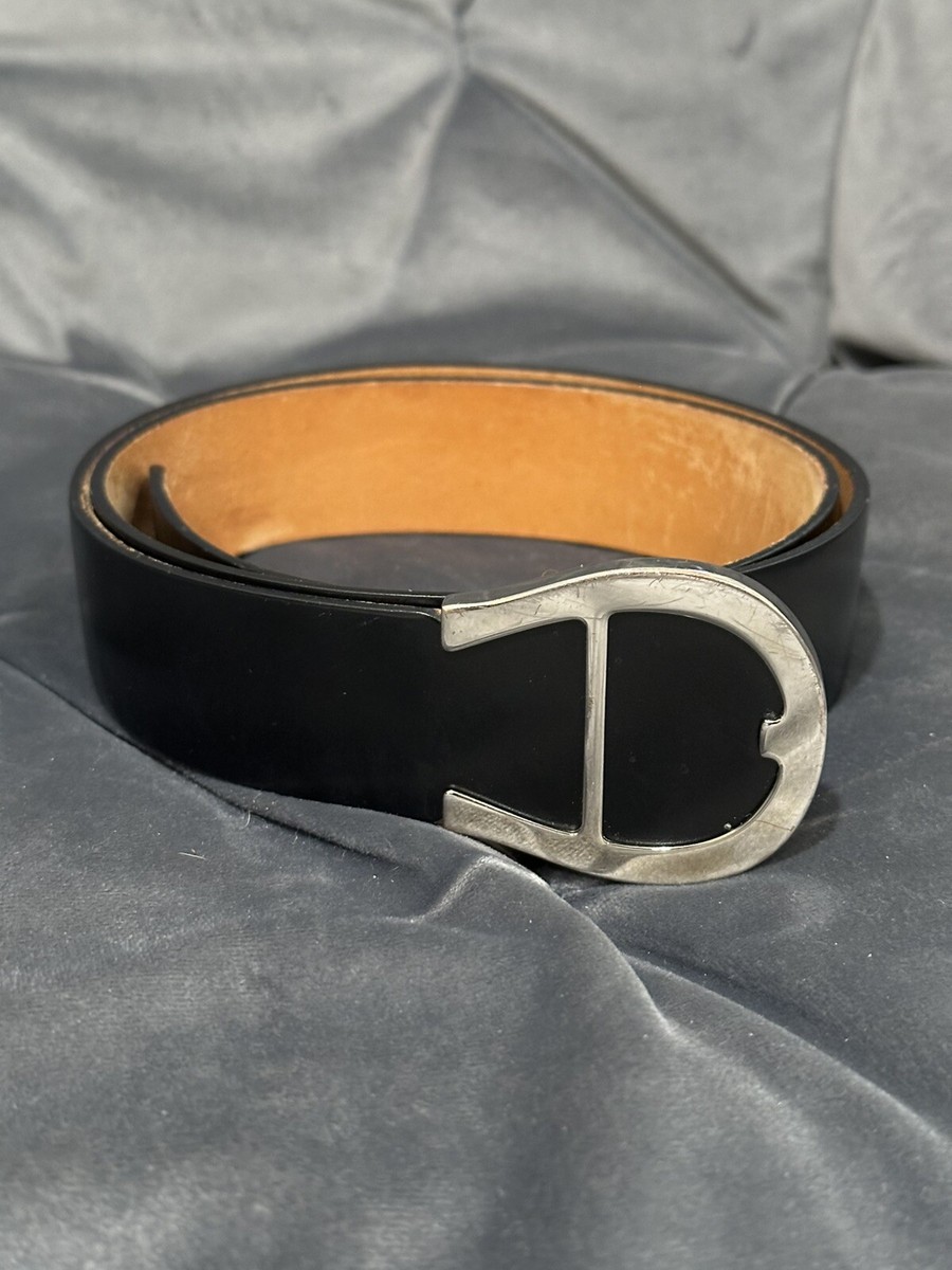 Aigner Logo Leather Belt Black Metal Buckle Made In Italy  display picture 2