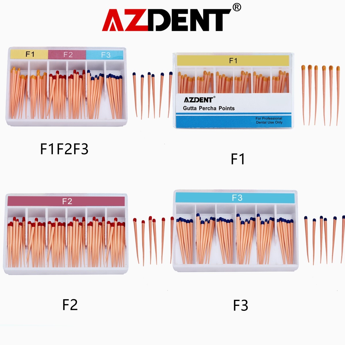 Azdent Dental Points F1 F2 F3 AZDENT Dental Gutta Percha Points - 10