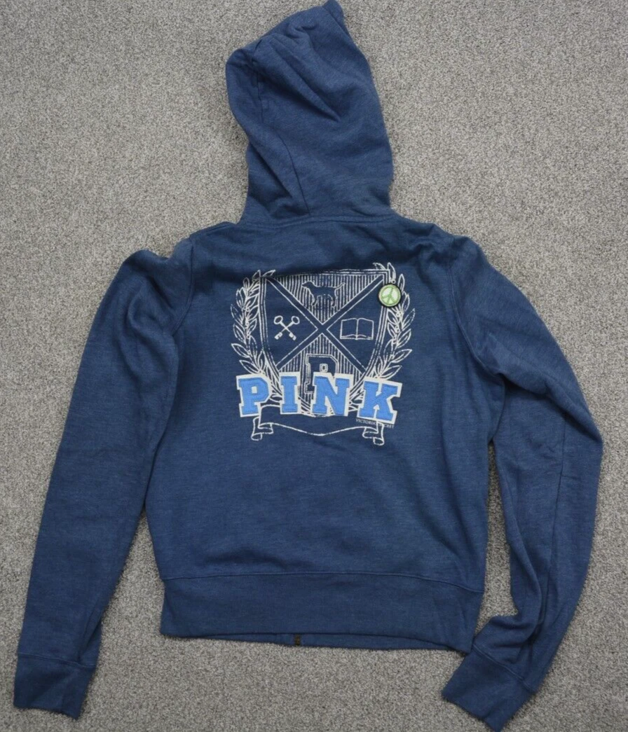 UNDERCOVER Felpa con cappuccio rosa di Victoria's Secret tasche con cerniera taglia media blu