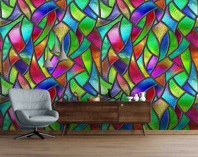 3D Colorful Geometric Pattern Self-adhesive Removeable Wallpaper Wall Mural 7