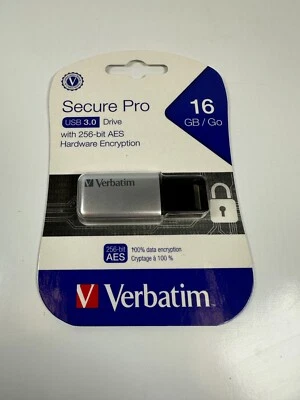 Verbatim 98664 Secure Pro 16gb USB 3.0 Flash Drive Store-N-Go - New Fast Ship