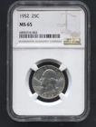1951-25c Washington Quarter- NGC- MS65. 90% Silver