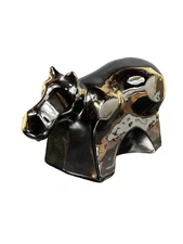 Vintage Vanguard USA Ceramic Hippopotamus Mid Century Modern Black Stunning