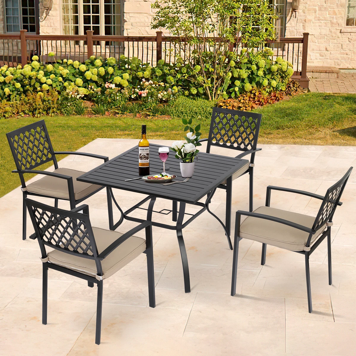 Patio set online with stackable chairs