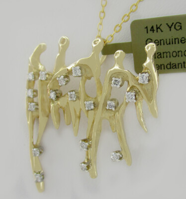 ECHTER 0,50 kt DIAMANTEN NUGGET ANHÄNGER 14K GOLD - kostenlose Zertifikat Bewertung