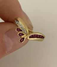 1.40 CT Pear  Princess Cut Lab Created Ruby Ring Gold Finish 925 SterlingSilver