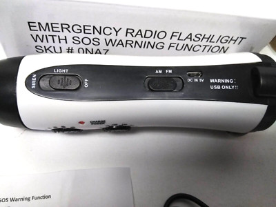 NEW Emergency Radio Flashlight with SOS Warning Function Outdoor Plastic (White)