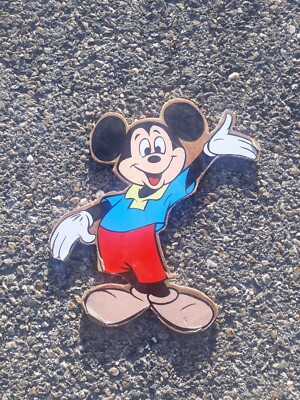 Alte SILHOUETTE PLATTE HOLZSCHILD MICKEY DISNEY Vintage Figur Skulptur