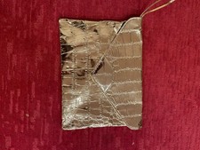 Ladies Gold faux Crocodile envelope clutch w/ wrist strap. NEW