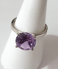 Gorgeous Designer Purple Stone High Solitaire Ring 925 Silver Size N1/2~O #22484