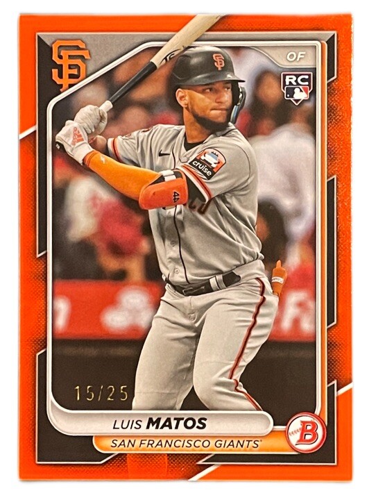 Luis Matos 2024 Bowman RC Rookie Orange /25 Giants