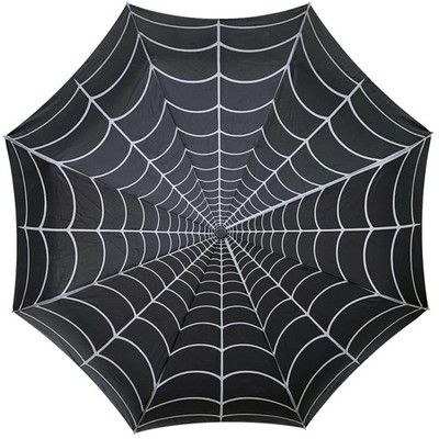 Kreepsville 666 Skull Handle Spiderweb Umbrella