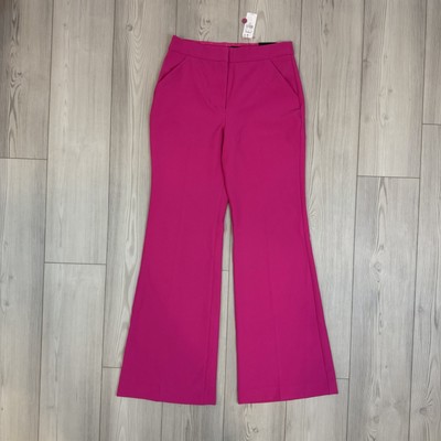 NWT Express Editor Flare Trouser Leg High Rise Pant Size 6 Neon Berry Pink