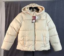 Swiss Tech Puffer Jacket Hooded Girls XL 14-16 Cream Sherpa Lined Winter Coat