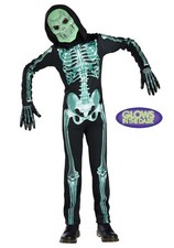 NEW KIDS BOYS GLOW IN THE DARK SKELETON COSTUME DRESS UP SIZE S 4-6