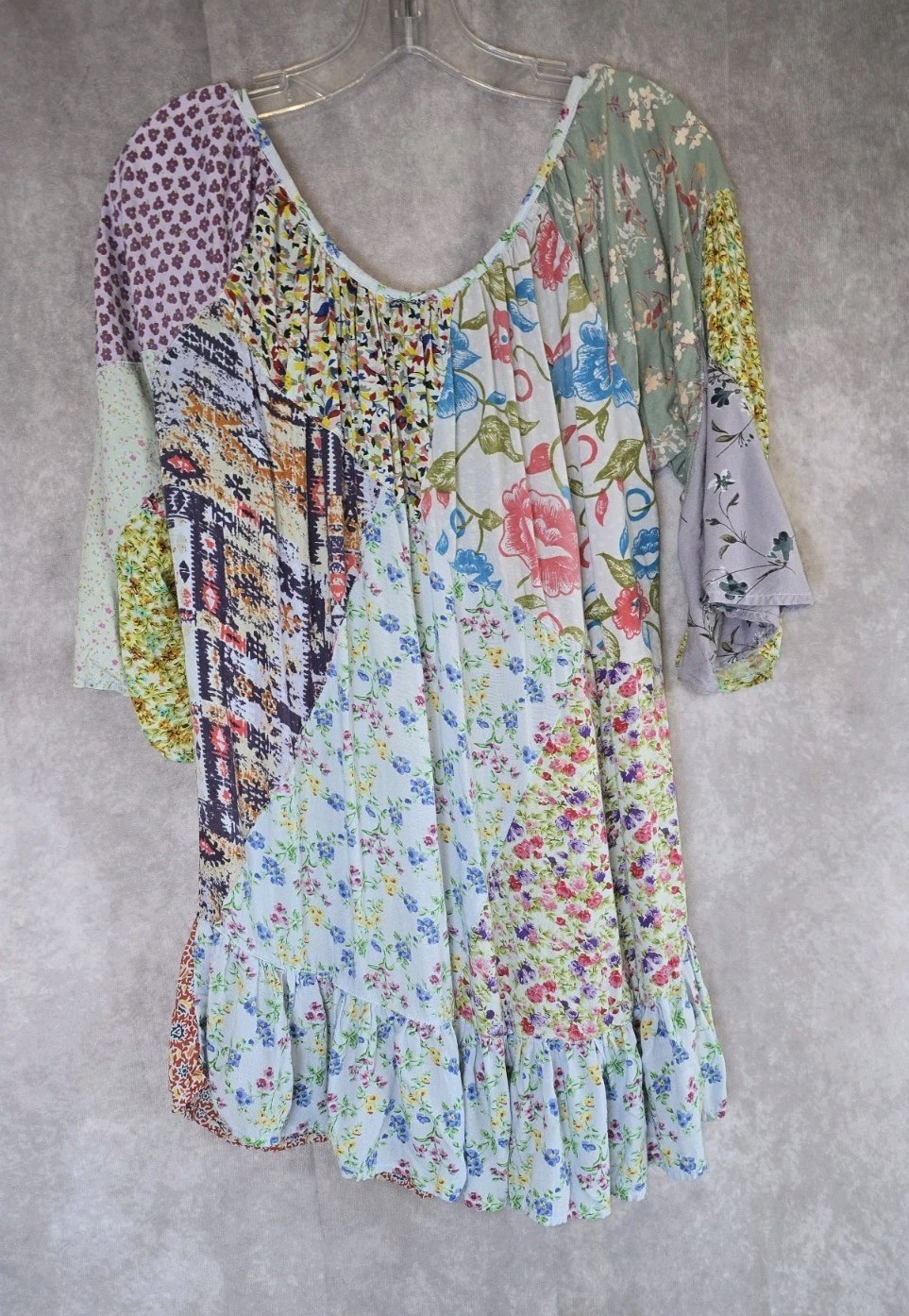 Scared Threads Size L Patchwork Floral Print Ruff… - image 6