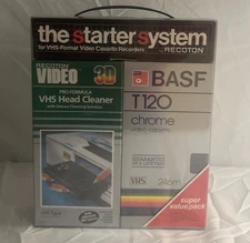 Recoton VHS Head Cleaner And 2 Tapes Starter Set  Dust Cover New Vintage