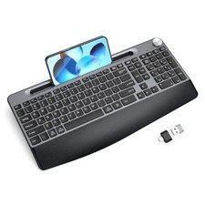 Ergonomic Wireless Keyboard with Wrist Rest-Low 3-Deep Grey