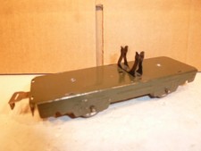 Marx Prewar O-Gauge Train 4-Wheel Olive Drab Army Tank Flatcar