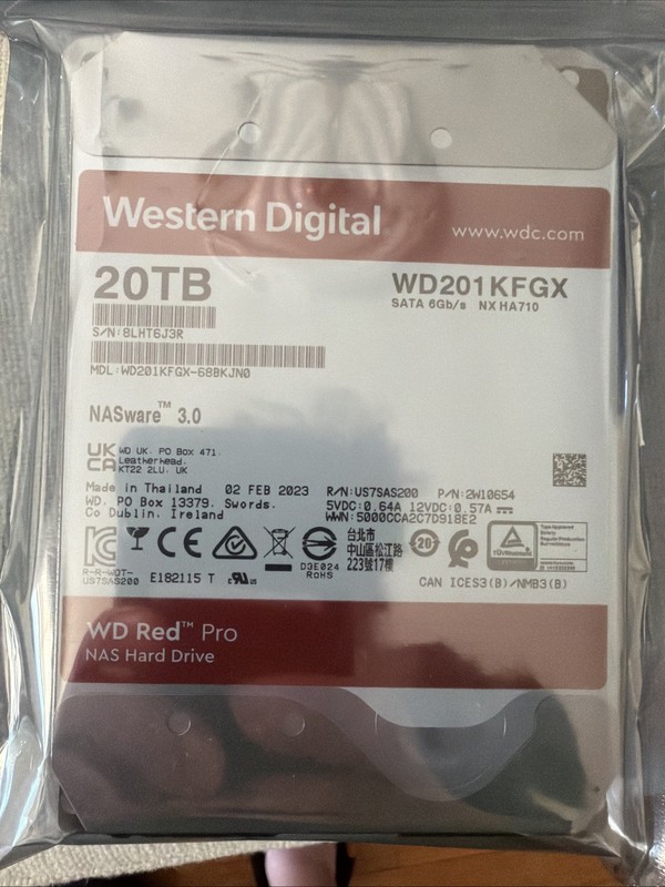 Western Digital WD Red Pro Hard Drive 20TB 3.5" SATA 6Gb/s 7200RPM WD201KFGX NR