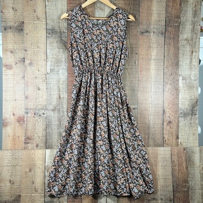 Prairie Brown Ditsy Floral Sleeveless Tank Midi Dress Cottagecore SHEIN 0XL