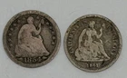 2 Seated Liberty Half Dimes 1854 with Arrows and 1861