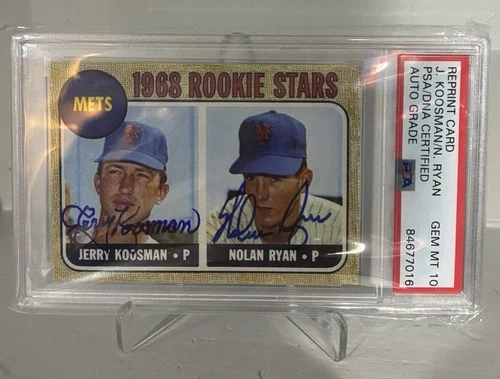 1968 Rookie Stars Card: Nolan Ryan, Jerry Koosman - Autograph Reprint PSA GEM 10