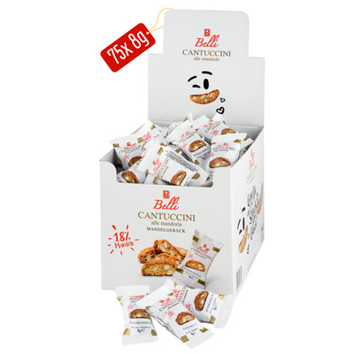 Belli Cantuccini mit Mandeln, 75 einzeln verpackte Kekse à 8g pro Box