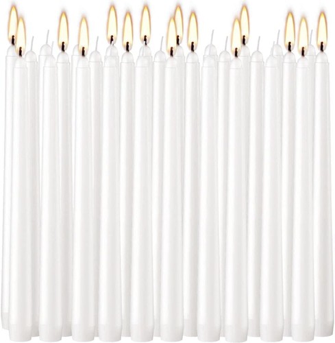 30 Pack Tall Taper Candles - 10 Inch White Dripless, Unscented Dinner Candle ...