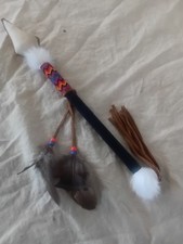 Native american style  spear head design rawhide rattle