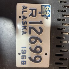 Remolque Alaska 1968 etiqueta de placa de licencia # R12699