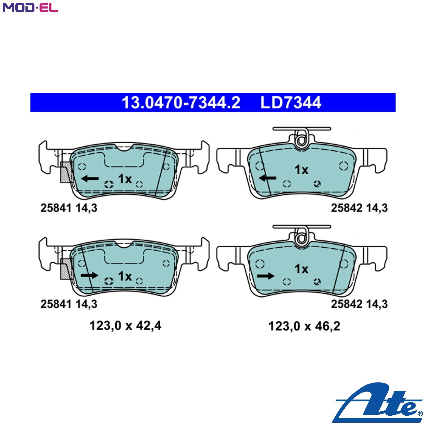 BRAKE PAD SET DISC BRAKE 13.0470-7344.2 FOR FORD FIESTA/VII/Van SFJP/Y7JA 1.0L