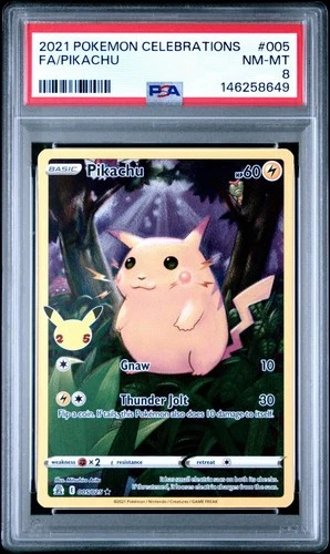 PSA 8 - PIKACHU 2021 POKEMON CELEBRATIONS FA 005/025 FULL ART Red