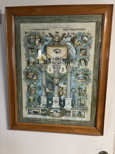Rare Antique IOOF Odd Fellows Our Talisman Or Emblematic Odd Fellowship Poster