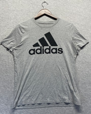 Adidas Essentials Big Logo T Shirt Mens S Heather Gray Gym Training Athleisure