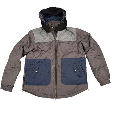 CPO Provisions Vintage 90s Colorblock Puffer Jacket Grey Navy Hooded Large