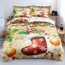 Christmas Twin Size Christmas Trees,Bells Comforter-Cover Holiday Duvet Cover...