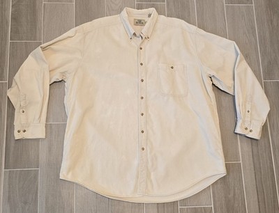 Vintage Redhead Mens Long Sleeve Button Down Shirt 2XLT Beige Heavy Macau 90's 