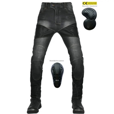 men's CE protective motorcycle jeans, retro summer breathable off-road anti fall