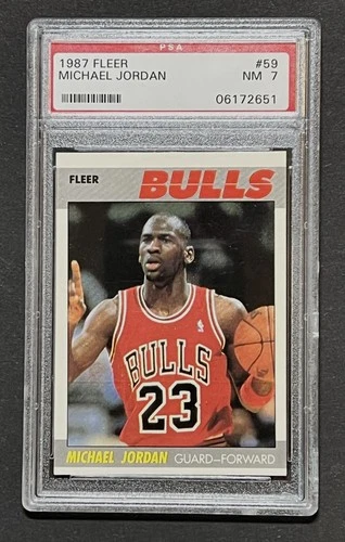 1987 Fleer Basketball #59 Michael Jordan Chicago Bulls HOF PSA 7 NM