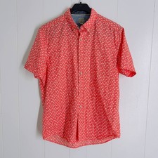 Next Men's Flamingo Print Button Up Short-Sleeved Shirt Size Medium